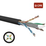 Cat. 6A U/UTP outdoor PE Fca solid cable in 500 m reel, black color 0266F2