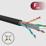 Cat. 6 U/UTP outdoor PE Fca solid cable in 500 m reel, AWG 24, black color 0166F2