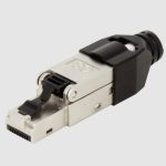 Cat. 8 shielded male plug RJ45 connector, tool-less